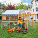 Large Wooden Chicken Coop Run with Waterproof Cover - Heavy-Duty Predator-Proof Poultry House for 10-12 Chickens, Ducks, Rabbits | 110" L x 75.2" W x 72.54" H Playpen | Easy Assembly 110-Inch Sun koery