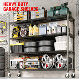 PeacefulHues 71" H Storage Shelves 2640LBS Heavy Duty Shelving Unit with Wheels & Feet, 4-Tiers Garage Shelving for Pantry Garage Kitchen Home Commercia, 71.8" H x 59" W x 17.7" D PeacefulHues