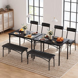 Garvee Dining Table Set for 4, Kitchen Table with Upholstered Bench and 2 Chairs, 4-Piece Wooden Dining Table Set for Apartment, Dining Room, Small Space, Black Garvee