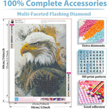 DFPSCLLA 5D Diamond Painting Kits for Adults Beginners,Bald Eagle Diamond Art Kit, DIY Full Round Drill Diamond Dot Gem Art Kits for Adults, Home Wall Decor 12x16 Inch DFPSCLLA