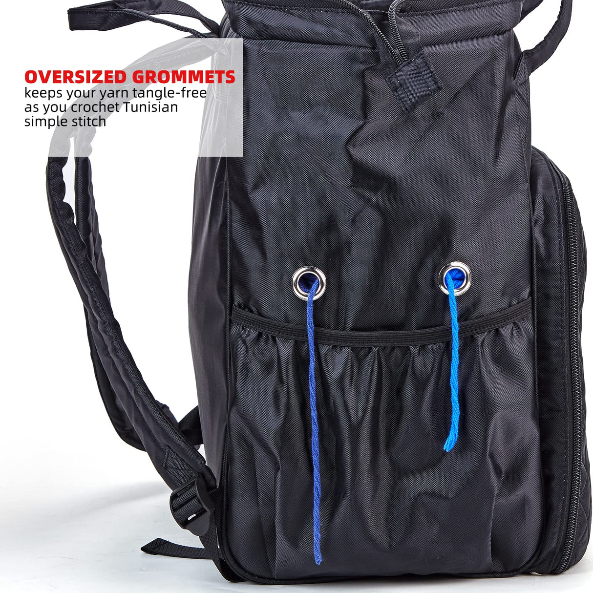 HOMEST Crochet Bag Organizer, Large Capacity Yarn Storage, Knitting Bag for Carrying Projects, Crocheting Hooks, Suppliers, Needles and Accessories, Black HOMEST