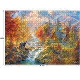 RoseArt - Abraham Hunter - Autumn at Rainbow Falls - 1000 Piece Jigsaw Puzzle for Adults RoseArt