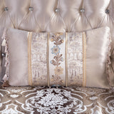 Furniture of America Zephyra Traditional Faux Leather Upholstered Loveseat with Rolled Arm and Accent Pillows, Wooden Comfortable Couch for Living Room, Office, Bedroom, Dark Cherry/Beige Furniture of America