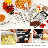 NCUE Kitchen Utensils Set, 35 Pcs Silicone Cooking Utensils Set with Holder, with Stainless Steel Handle Spatula Set, Spoons, Pasta Server, Cheese Grater, Masher, Scissors, Dishwasher Safe (Khaki) NCUE