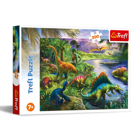 Trefl Predatory Dinosaurs 200 Piece Jigsaw Puzzle Red 19"x13" Print, DIY Puzzle, Creative Fun, Classic Puzzle for Adults and Children from 7 Years Old Trefl