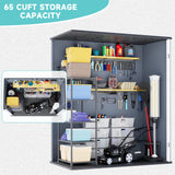 Greesum 5×3FT Plastic Outdoor Storage Shed with Floor, Resin Storaged Sheds with Lockable Door, Window & Vent, All-Weather Tool Sheds for Garden, Backyard, Patio, Dark Gray (4.7×2.5FT) Greesum