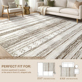Tortania Area Rug Living Room Rugs - 5x7 Washable Large Soft Neutral Boho Moroccan Bohemian Farmhouse Rug Indoor Floor Carpet for Bedroom Under Dining Table Home Office Decor - Cream Brown Tortania