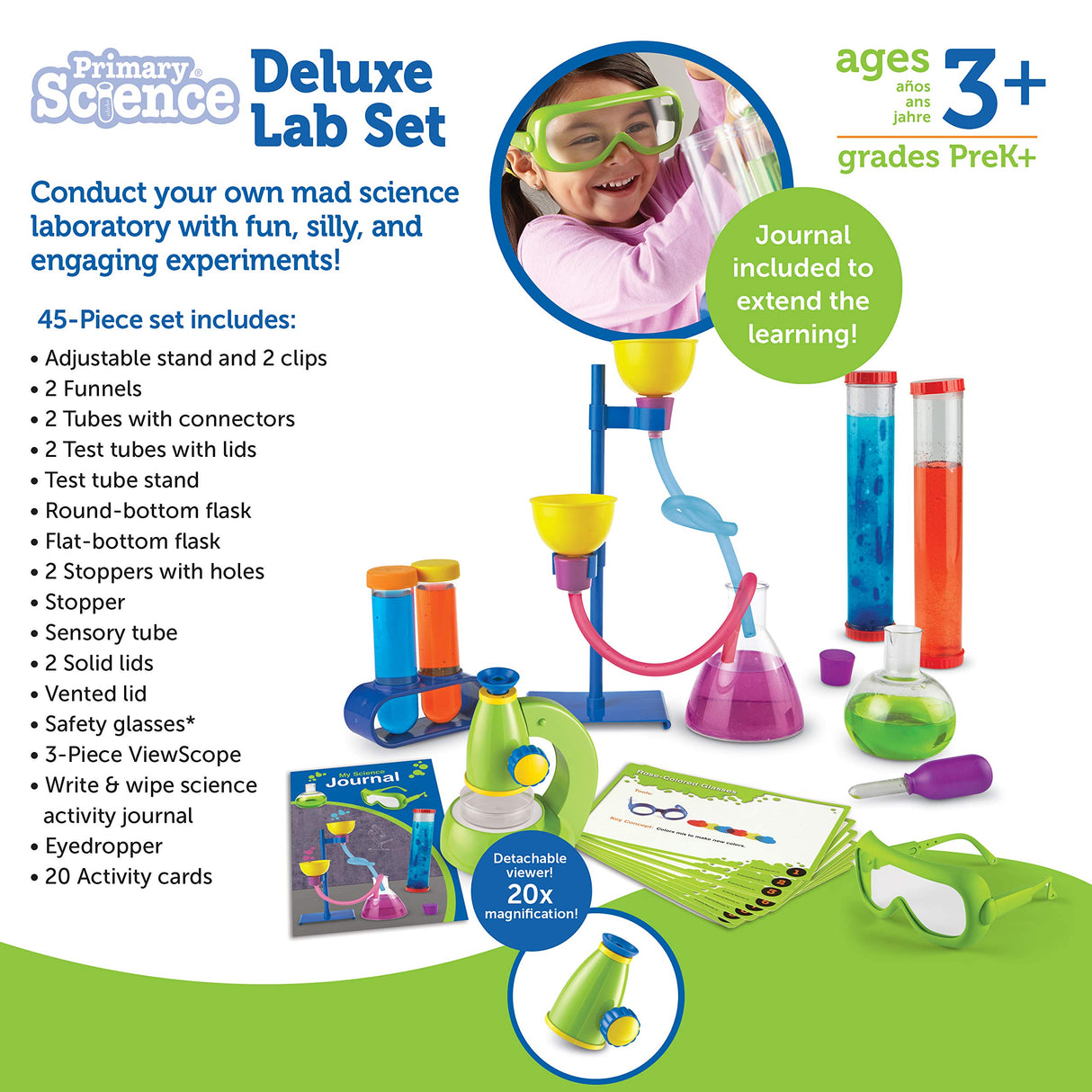 Learning Resources Primary Science Deluxe Lab Set - 45 Pieces, Ages 3+ Preschool Science Kit, STEM Toys, Science Experiments for Kids, Preschool Learning Toys Learning Resources