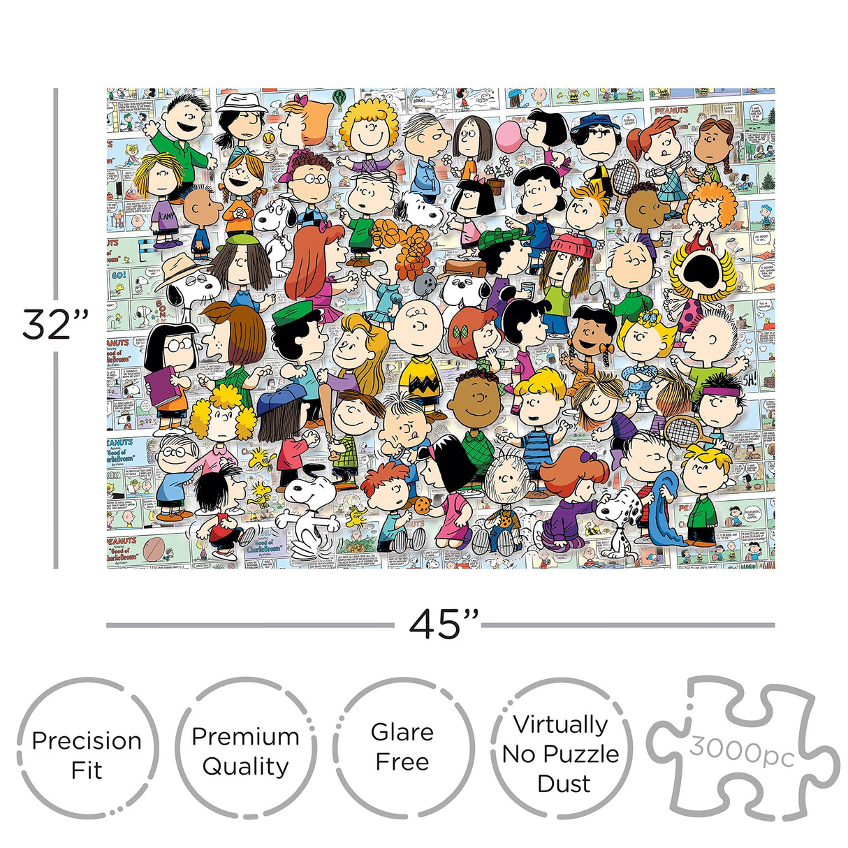 Aquarius Peanuts Cast Puzzle (3000 Piece Jigsaw Puzzle) - Officially Licensed Peanuts Merchandise & Collectibles - Glare Free - Precision Fit - 32 x 45 Inches AQUARIUS