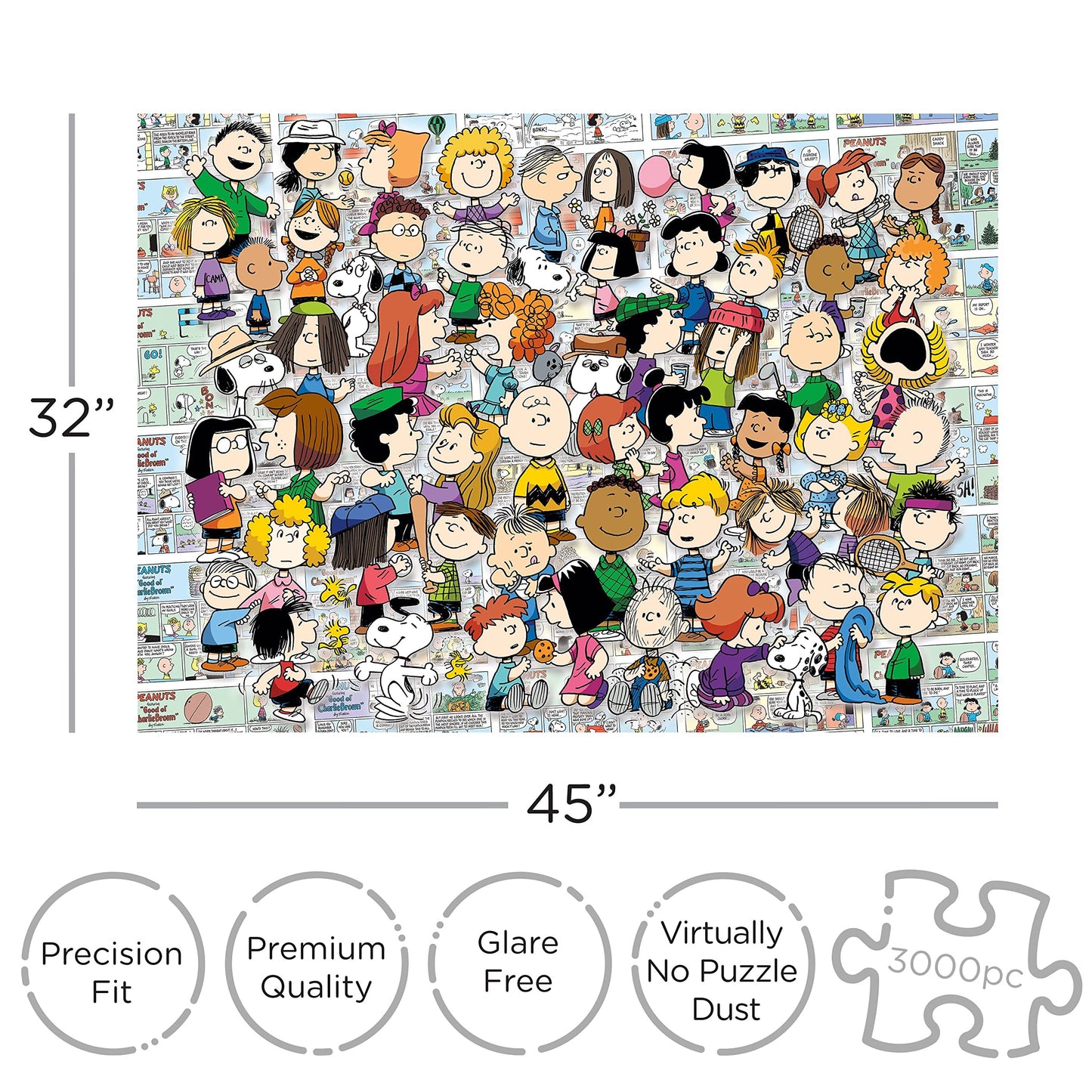 Aquarius Peanuts Cast Puzzle (3000 Piece Jigsaw Puzzle) - Officially Licensed Peanuts Merchandise & Collectibles - Glare Free - Precision Fit - 32 x 45 Inches