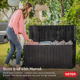 Keter Marvel Plus 71 Gallon Resin Deck Box-Organization and Storage for Patio Furniture Outdoor Cushions, Throw Pillows, Garden Tools and Pool Toys, Dark Grey Keter