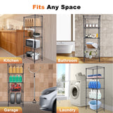 Whitmor 5 Tier Storage Shelves, Heavy Duty Metal Shelving, 400 lbs Capacity per Shelf, 2000 lbs Total, Easy Assembly for Kitchen, Garage, Plant, 18" L x 12" W x 50" H, Black Whitmor