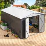Polar Aurora 10x14 FT Outdoor Storage Shed, Metal Garden Shed with Updated Frame Structure, Tool Sheds for Backyard Garden Patio Lawn White Polar Aurora