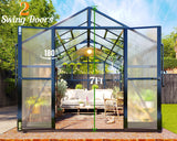 PaPaJet 8x14 FT Polycarbonate Greenhouse with Quick-Connect Fittings, Walk-in Large Aluminum Greenhouse with 2 Swing Doors, Winter Greenhouse for Outdoors Black PaPaJet
