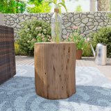 AQUILLA Rustic Stump Side Table, Brown Wood-Look End Table, Stump Accent Side Table Stool for Living Room AQUILLA
