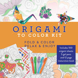 Origami to Color Kit: Includes 100 Origami Sheets, 5 Gel Pens, and 12 Page Instruction Book WoodArtSupply