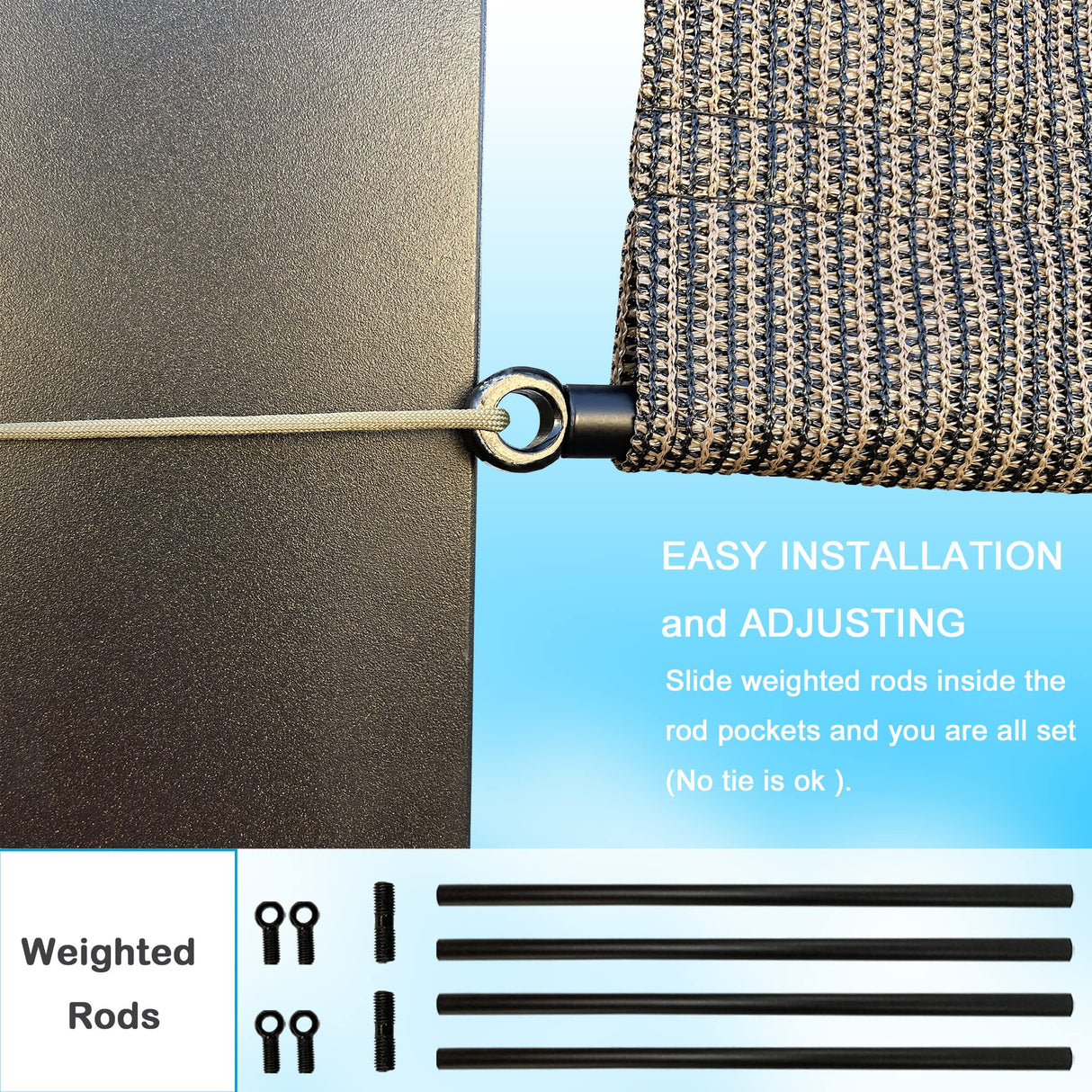 Alion Home Universal Breathable Pergola Shade Cover – Pergola Replacement Canopy – Outdoor Adjustable Shade Cover with Heavy Duty Weighted Metal Rods (20' x 9', Mocha Brown) Alion Home