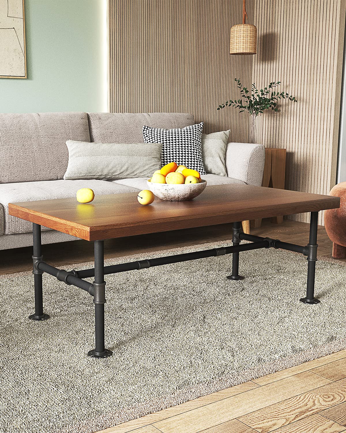 Niubid 16 inchIndustrial Pipe Table Leg Set - Dark Grey Rough Pipes Iron Base Legs for Coffee & End Tables, Desks, Nightstand - Vintage, Mid-Century Modern Aesthetic - 16 inch Niubid