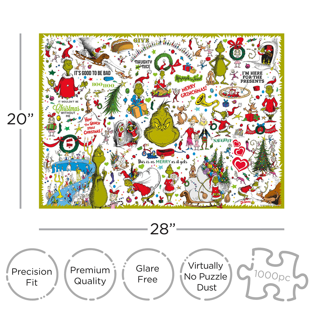 AQUARIUS Grinch Collage Puzzle (1000 Piece Jigsaw Puzzle) - Glare Free - Precision Fit - Virtually No Puzzle Dust - Officially Licensed Grinch Collectibles - 20x28 Inches AQUARIUS