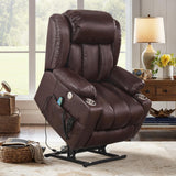 Cozyman Dual Motor Power Lift Recliner Chair for Elderly, Oversized Recliner Chair for Adults, Lift Recliner Chair with Heat and Massage, Infinite Position, USB Ports, Faux Leather, Dark Brown Cozyman