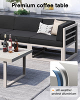 UDPATIO Aluminum Patio Furniture Set, Modular Oversized Outdoor Sectional of Olefin 5 inch Thick Cushion, Coffee Table and Waterproof Cover, Patio Conversation Sets for Porch, Deck UDPATIO