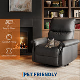 IDEALHOUSE Manual Recliner Chair, 360° Swivel Rocker Glider Recliner with Padded Armrests, Modern PU Leather Upholstered Reclining Chair for Living Room Bedroom and Nursery (Black) IDEALHOUSE