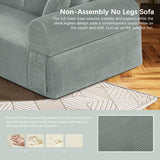 83" Modern Sofa in a Box, No Assembly Oversized 3 Seater 28" Deep Seat Cloud Sofa Bed Couch with 4 Furry Pillows & Corduroy Fabric, Boneless Couch with Side Storage Pockets for Living Room, Light grey Zyerch