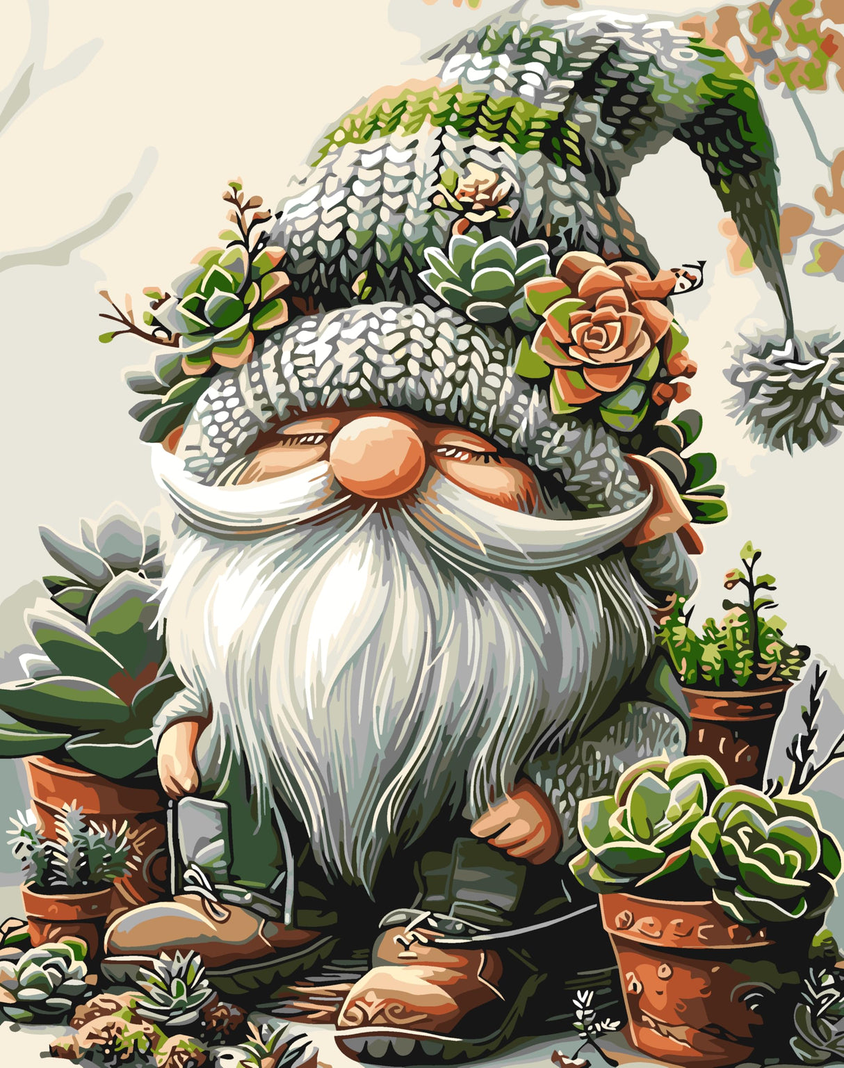 Easy Paint by Numbers Kit for Adults Beginner, Gnome Adult Paint by Number Kits on Canvas, DIY Painting with Numbers for Adults, Acrylic Simple Oil Paint by Number Kits for Home Wall Decor 16x20 In BYGFHLYW