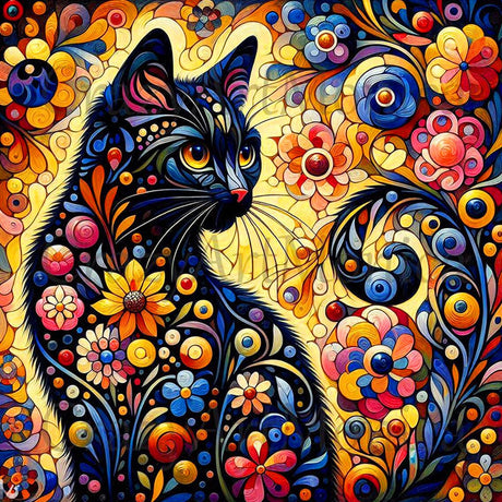 Cat Diamond Painting Kits for Adults Beginners - Black Cat Diamond Art Kits for Adults, Full Drill DIY 5D Diamond Painting Black Cats Gem Art Crafts Kits for Home Wall Decor 13.8x13.8 in Meothan