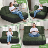 Hobestluk Small Sofa Small Couches for Living Room, Comfy Memory Foam Couch, Mini Sofa with Side Pocket for Living Room, Bedroom (Grey+Green) Hobestluk