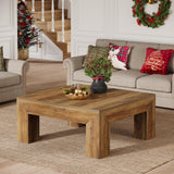 Tribesigns 39.4-Inch Square Coffee Table for Living Room, Farmhouse All MDF Accent Center Cocktail Table with Sturdy Wooden Legs, Easy Assembly, Rustic Brown Tribesigns