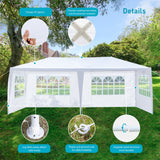10'x20' Outdoor Party Tent, Large Tents for Parties, Wedding, Birthday, White Canopy Tent with 4 Removable Sidewalls & Transparent Windows, Outside Gazebo Event Tent for Backyard, Patio and Garden BNSPLY
