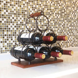 ALLCENER Countertop Wine Rack, Tabletop 6 Bottles Wood Wine Holder, Sturdy Handle, 3-Tier Rustic Classic Design, Simple Assembly, Wood & Metal (Copper) ALLCENER