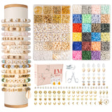 Lynnmos Clay Beads 8000 Pcs 2 Boxes Bracelet Making Kit - 24 Colors Polymer Clay Beads for Bracelet Making Set - Heishi Disc Beads for Jewelry Making kit with Charms and Gift Pack for Girls Lynnmos