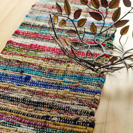 Chardin home Eco Friendly Rainbow Multi Chindi Colorful Table Runner. Size: 13''x36'', Multi Color Chardin home