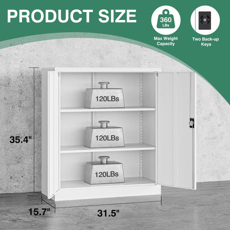 Letaya Metal Storage Cabinets with Lock Door,2 Adjustable Shelves Organizer Steel Storage Cabinets for Home,Office,Warehouse,Garage,Employee Lockers(White) Letaya