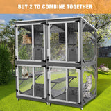 GEGURI Large Cat House Outdoor Catio Enclosure, Indoor Wooden Kitten Cage with Upgraded Resting Box, Waterproof Roof GEGURI