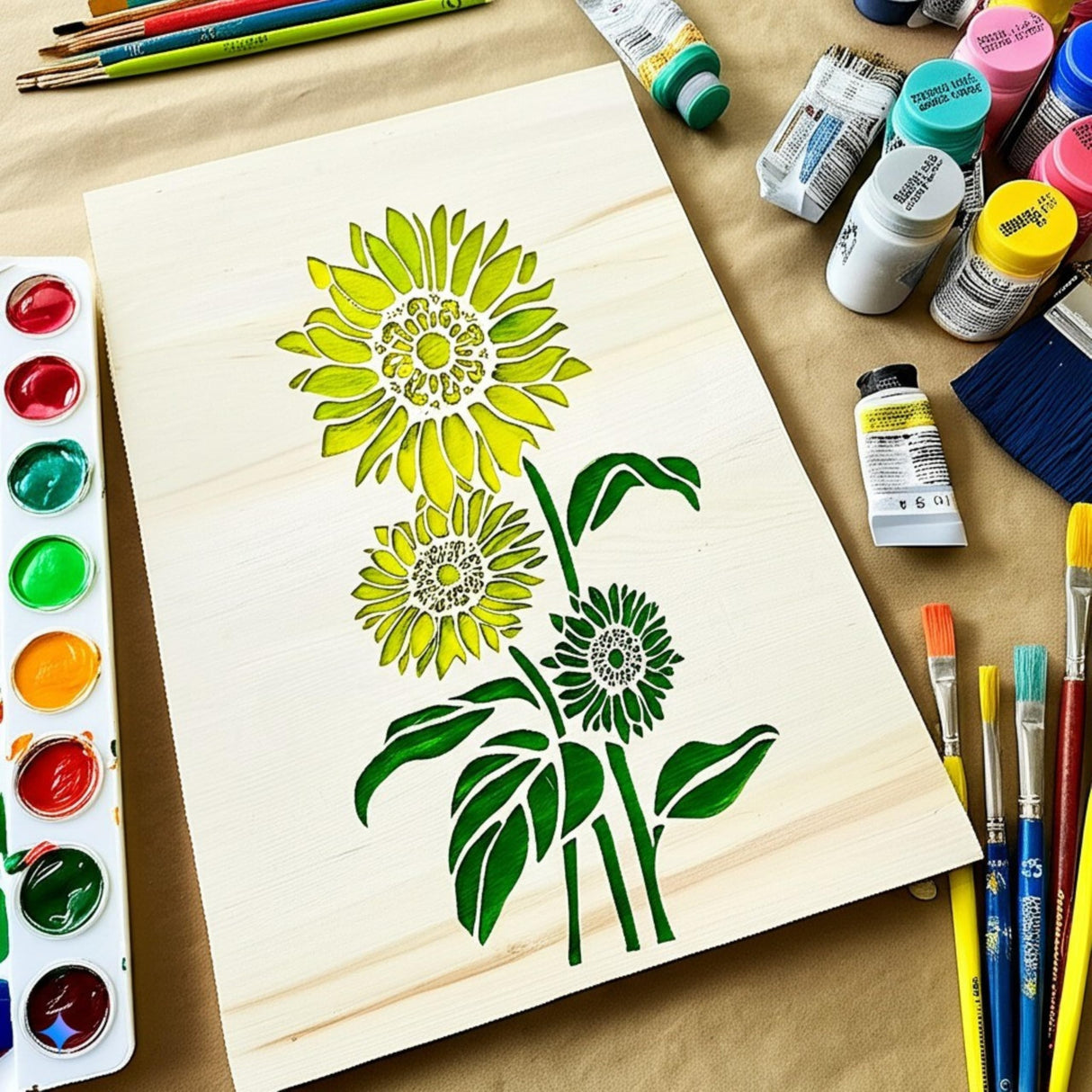 DLY LIFESTYLE Large Sunflower Stencil for Painting (12x15 Inches) - Flower Stencils for Crafts Reusable for Walls, Fabric, Furniture - Wall Stencil - Floral Stencils for Painting on Wood DLY LIFESTYLE