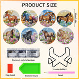 Spring Horse Diamond Art Coasters: 8 Pcs Standing Horse Diamond Painting Coasters with Holder, DIY Crafts Kit for Adults Beginners Home Decor Gifts CRASHOT