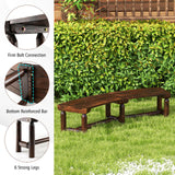 Giantex Rustic Brown Curved Outdoor Bench for 2 - Stylish Fire Pit Chair with Fir Wood Surface and Pine Legs Giantex