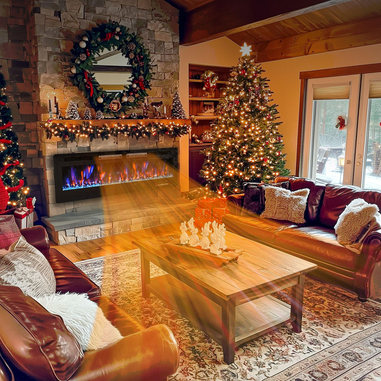 72" Electric Fireplace in-Wall Recessed,1500W Ultra-Thin Wall Mounted Fireplace Heater, Multicolor Flame Low Noise Timer Touch Screen &Remote Control Ludatido