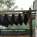 Outsunny 10' x 12' Retractable Pergola Canopy, Wood Grain Aluminum Pergola, Outdoor Sun Shade Shelter for Grill, Garden, Patio, Backyard, Deck, Gray Outsunny