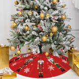 Christmas Tree Skirt 48 Inch Red Xmas Winter Tree Skirt Nutcracker Christmas Tree Skirt Collar Xmas Decoration Tree Mat Rustic Christmas Decorations for Home Office Winter Holiday Party Decor Fayoo