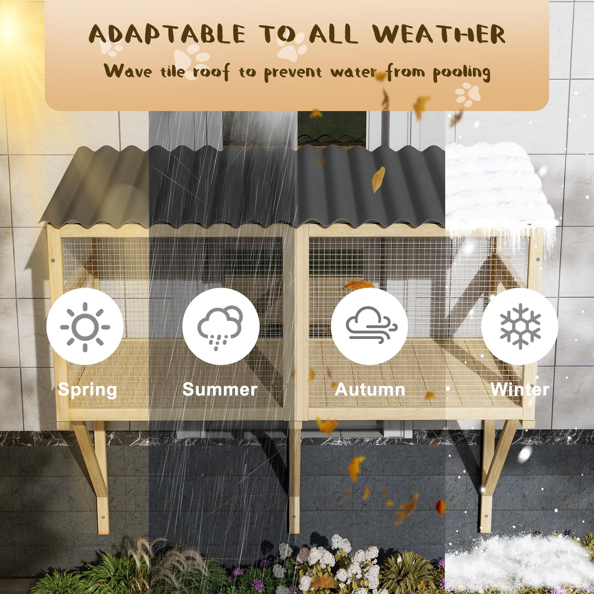 MAGIC UNION Cat Catio, Cat Window Perch for Indoor Cats - Expandable Wooden Windows Box Enclosure, Waterproof Cats Windows Hammock for Enjoying The Outdoor Sights (Original Wood, 82.6" L) MAGIC UNION