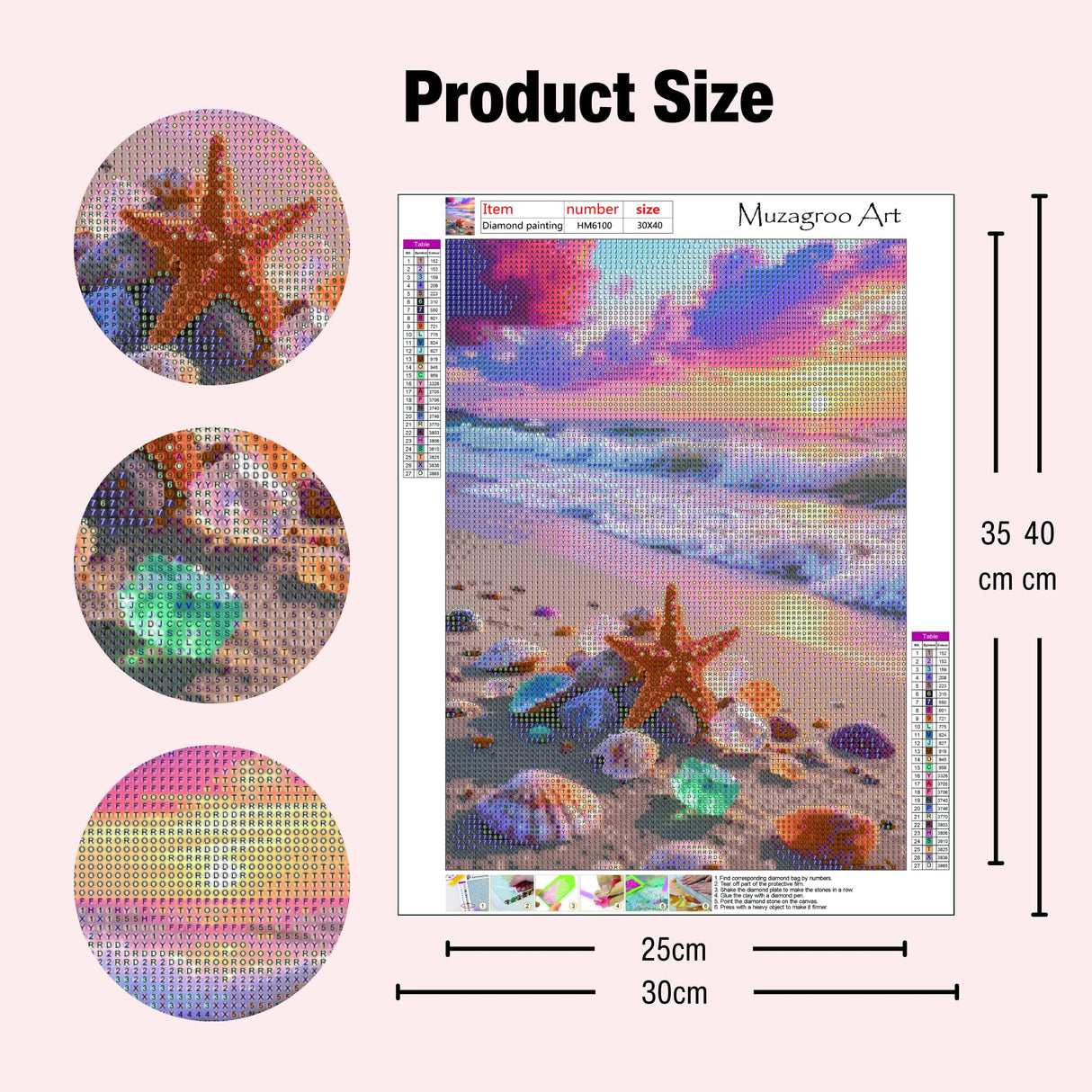 Muzagroo Art 5D Diamond Paintings Kits for Adults Round Full Drill Beach Diamonds Art Kits for Beginners Diamond Art Paintings Gem Art Kits Diamond Dots Kits 30x40cm (Beach) Muzagroo Art
