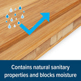 Camco Bamboo Cutting Board with Counter Edge | Perfect for Vegetables, Fruits, Meats, and Cheeses | Measures 18-inches x 14-inches x 1-3/4-inches (43545), Brown Camco