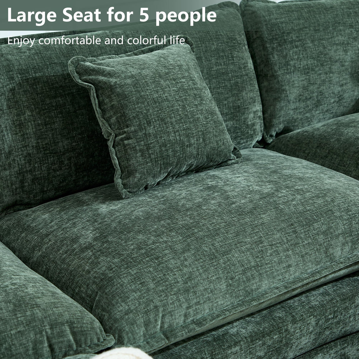 GNIXUU Oversized Modular sectional Sofa, Chenille Large Cloud Sectional Couches for Living Room, Convertible 5 Seater L Shaped Couch with Ottoman for Living Room, Green GNIXUU