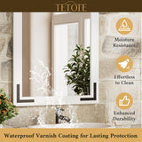 TETOTE Farmhouse Barn Door White Wood Mirror for Bathroom Wall 40” x 26” Waterproof Natural Solid Wooden Framed Rectangle Vanity Mirror Wall Mounted, Fully Assembled TETOTE