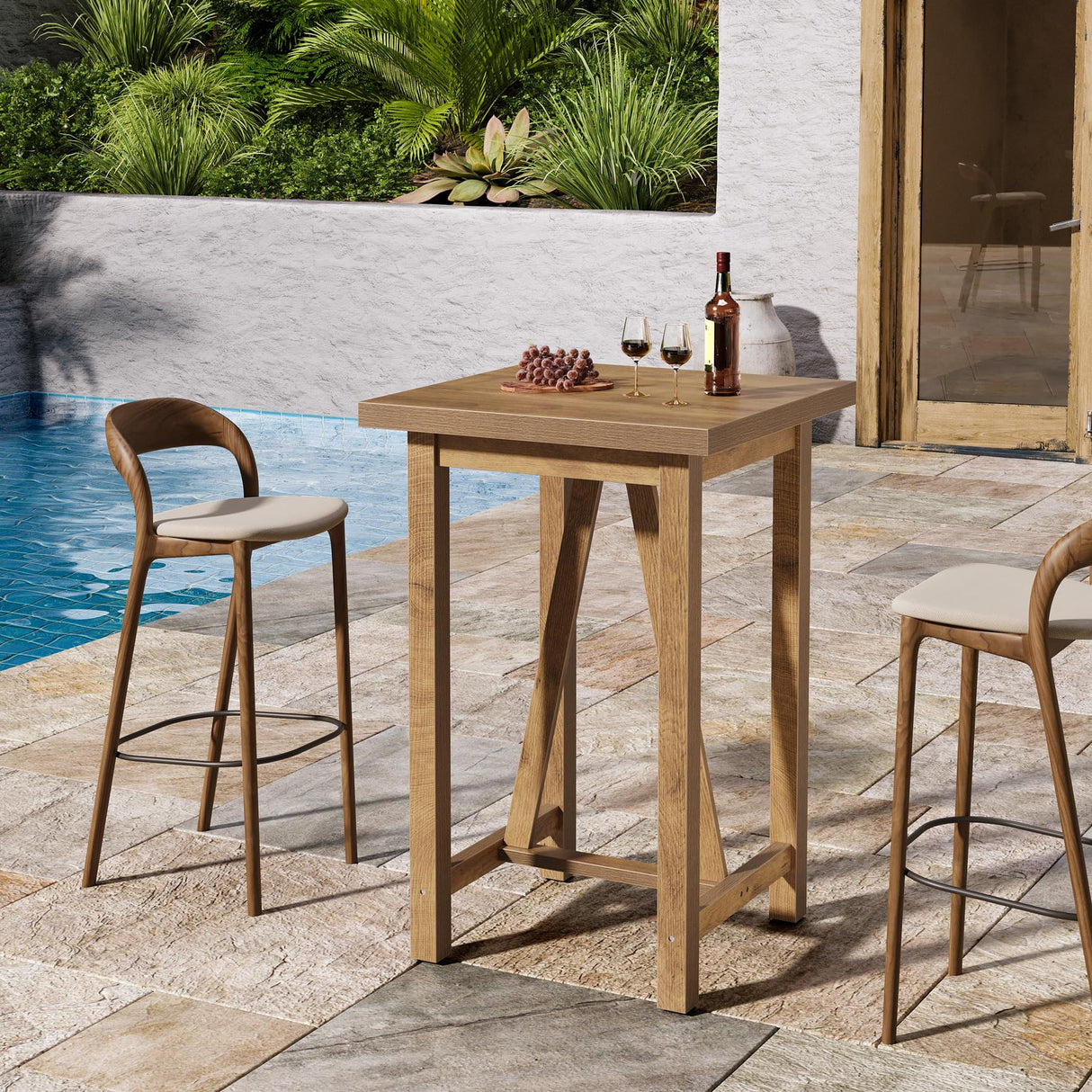 Tribesigns Bar Table, 39.4" Tall Counter Height Pub Table for Cocktail Coffee Bistro, Farmhouse Square High Top Desk for Living Room, Dining Room, Kitchen, Small Space Tribesigns