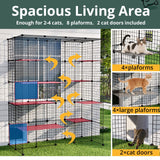 Oneluck Large Outdoor Cat House Catio Enclosure, DIY Cage Kennels Crate Spacious Exercise Place Ideal for 1-6 Cats, 55.1" L x 28.7" W x 69.8" H Balcony Playpen with 16 Platforms Super Large Door Oneluck